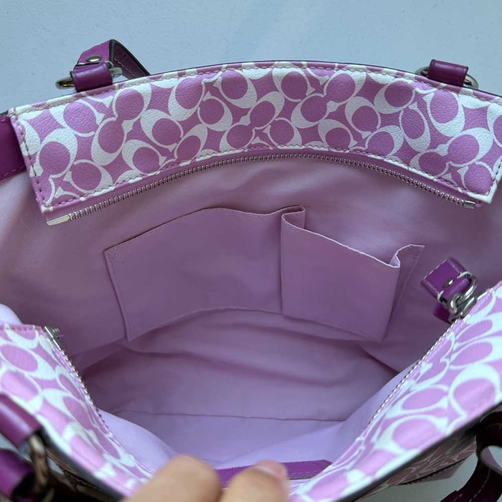 COACH | Heritage Chelsea Signature Logo Tote Bag Purse Purple Pink White F15137 - Picture 10 of 16